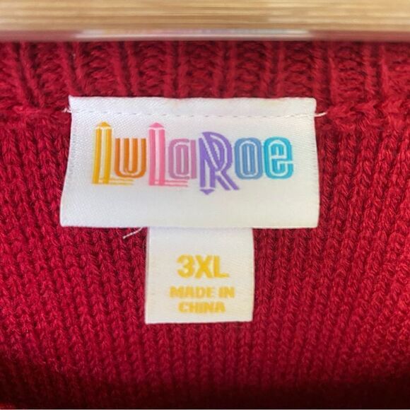 LuLaRoe Lauren Sweater Dress Striped Red Blue 3X - Picture 4 of 10